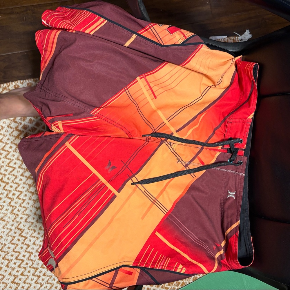 Hurley Red and Orange Hyperfreak Board Shorts